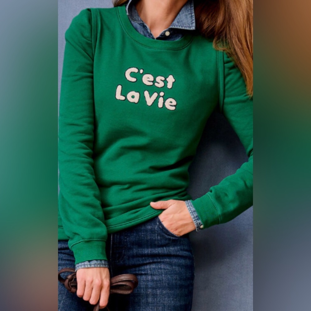 Talbots Emerald Green 'C'est La Vie' Women's Sweatshirt